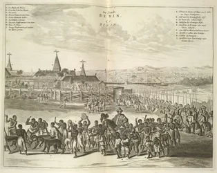 Vista de Benin. Procissão de nativos