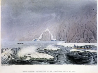 Vista do Cabo Barrow - em "Narrativa de uma viagem às margens do mar polar nos anos 1819-1821", por John Franklin, ed. Londres