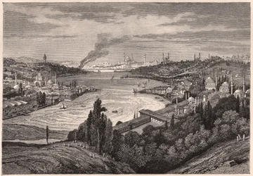 Vista de Constantinopla, agora Istambul, e do Corno de Ouro durante o século XIX