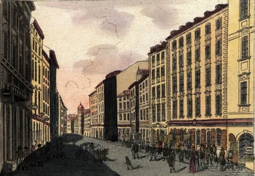 Vista da Rua Kohlmarkt em Viena, Áustria Gravura a partir de 1820