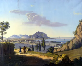 Vista de Palermo desde a Ermida do Convento de Santa Maria del Gesu. Pintura anónima do século XIX.