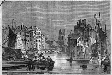 Vista de Roterdão, Holanda. Gravura de 1836.