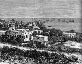Vista da Cidade de Beirute. Gravura no "The Journal of Youth".