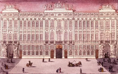 Vista da Chancelaria Imperial em Viena, Áustria Gravura a partir de 1820