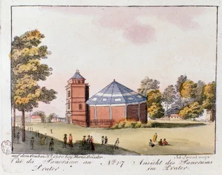 Vista do Parque Prater em Viena. Áustria. Gravura a partir de 1815 Colecção privada