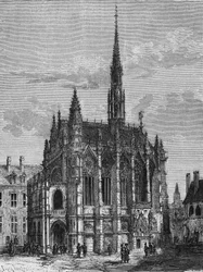 Vista da igreja de Sainte Chapelle em Paris. Gravura de L
