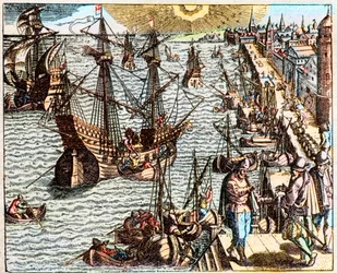 Vista do porto de Lisboa no século XVI -