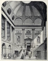 Vista do vestíbulo e da escadaria do teatro de Bordeaux sob Luís XV - em "França e os franceses através dos séculos".