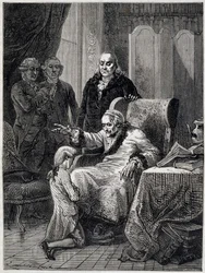Voltaire bancando o neto de Franklin - em "L