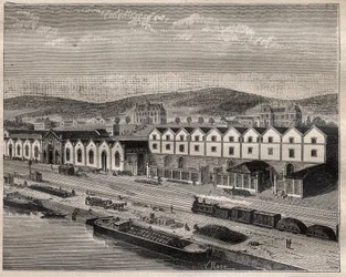 Vista do castelo de Pekin, estabelecimento principal da Compagnie des grands vins de Champagne de Eugene Mercier (1838-1904) e Companhia perto de Epernay - Gravação em "La Science francaise