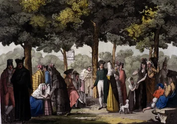 Caminhe ao longo das Ramblas em Barcelona. 1820.