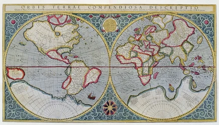 Mapa Mundial de Mercator (1587) - após "Gerardi Mercatoris Atlas sive Cosmographicae meditationes de fabrica mundi et fabricati figura", Amsterdam