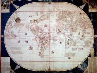 Mapa mundial do navegador Sebastiano Caboto (Sebastien Cabot) (1476-1557) 1544. Paris, B.N.