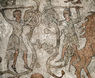 Wrestlers, símbolo do cristianismo. Pavimento de Pantaleone (ou Pantaleon