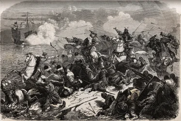 Yori Omo e um exército de samurais repelem a invasão dos mongóis em 1274 liderada por Qubilai (Kubilai Khan, primeiro imperador da dinastia Yuan mongol (1215-1294), mas tufões (kami kaze: vento dos deuses) repelem e viram a frota mongol, poupando o Japão