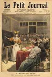 Exames para raparigas jovens na Câmara Municipal de Paris. Gravação no "Le petit journal" 28/07/1895. Coleção da Selva.