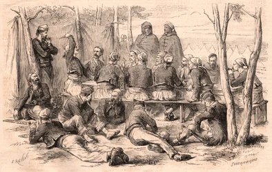 Grupo Zouave descansando no acampamento de Chalons