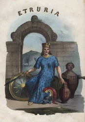 Alegoria da Etrúria - gravura de «Usi e costumi di tutti i popoli dell