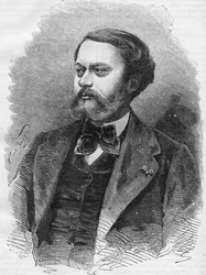 retrato de Edmond About (1828-1885), escritor francês Engraving de 1866.