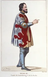 Retrato de Henrique III Conde de Luxemburgo (1247 - 1284). Gravura de 1830.