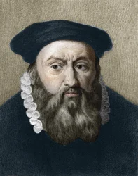 retrato de Jean Calvin (1509-1564), reformador religioso e escritor francês.