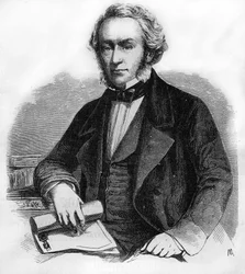 retrato de Richard Cobden. Economista e político britânico (1804 a 1865). Gravura de 1866.