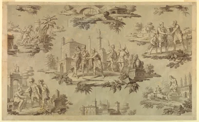 Desenho, Cartoon para impressão em algodão: A vida de Belisaire [La Vie de Bélisaire], ca. 1820