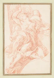 Desenho, pormenor de teto de figura e motivo decorativo, ca. 1759-70