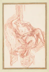 Desenho, pormenor do teto com figura masculina alada, ca. 1759-70