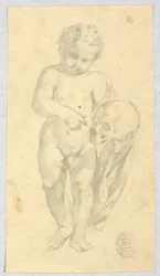 Desenho, Criança carregando uma caveira, século XVI-XIX