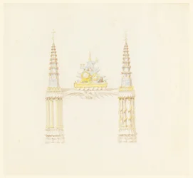 Desenho, chaminé, parede oeste da sala de música, ca. 1820