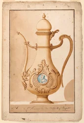Desenho, Cafeteira com medalhão esmaltado, 1700-1725