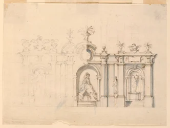 Desenho, Colunata com fonte, ca. 1770