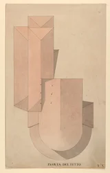 Desenho, Projeto de Concurso para La Fenice, Veneza: Plano do telhado, 1788