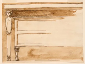 Desenho, mesa de consola e cómoda, ca. 1795