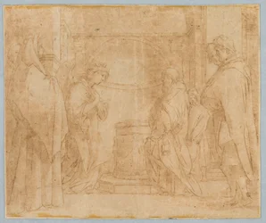 Desenho, Cópia da Anunciação do Anjo a Zacarias, 1538-1600
