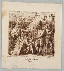 Desenho, Coriolanus Agrees to Lift the Siege of Rome (Coriolano concorda em levantar o cerco de Roma), finais do século XIX