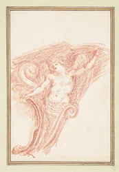 Desenho, pormenor do canto com figura masculina parcialmente nua, ca. 1759-70
