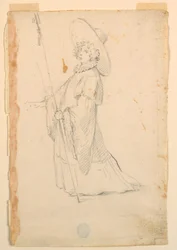 Desenho, Desenho de trajes: Uma rapariga em traje fantástico para um ballet, ca. 1720