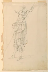 Desenho, Design de trajes: Um alabardeiro para um ballet, ca. 1720
