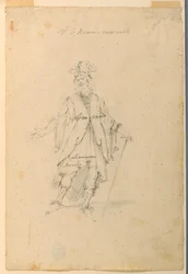 Desenho, Desenho de trajes: Um homem em traje fantástico para um ballet, ca. 1720