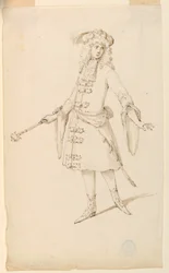 Desenho, Desenho de Figurinos: Um Nobre, Rei ou Príncipe para um Ballet, ca. 1720