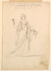 Desenho, Desenho de figurinos: Música para um Ballet, ca. 1720