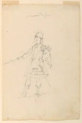 Desenho, Design de Figurinos: O Mestre de Armas para um Ballet, ca. 1720
