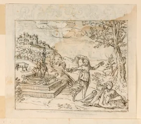 Desenho, Morte de Thisbe, 1600-1625