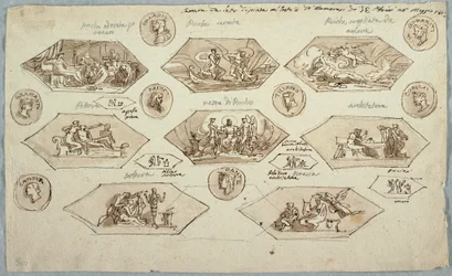 Desenho, Decoração do teto de um quarto na Villa Aldini, Montmorency, 1813