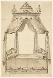 Desenho, Projeto de uma cama, ca. 1785