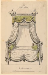 Desenho, Projeto de uma cama em estilo romano, 1780