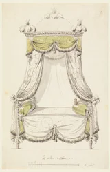 Desenho, Projeto de uma cama em estilo romano, 1780