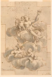 Desenho, Projeto para uma pintura de teto, Vénus, Cupido e Putti, 1700-29